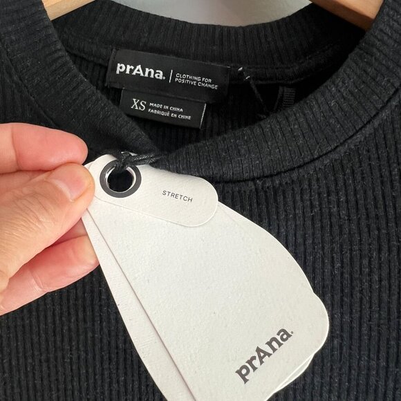 prAna Womens Short Sleeve Rib Knit Shirt Top XTRA-SMALL XS in Black Modal - Picture 3 of 8